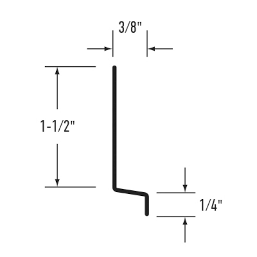 The measurements for Alsco’s Z Wall Flashing E-3/8Z.
